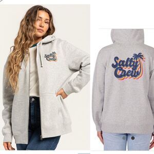 SALTY CREW Heather Grey Seventies Zip Hoodie-XL {NWT}